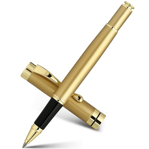 BEILUNER Ballpoint Pens, Stainless Steel with Chrome Trim, Luxury Golden Metal Pen Set, Best Ball Pen Gift Set for Men & Women, Professional, Executiv