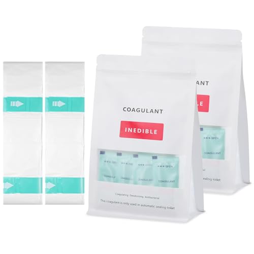 Refill Bags and Coagulant for Modiwell Dry flush Toilet - 60 Uses [ New Upgraded, 100% Odor Resistant ]