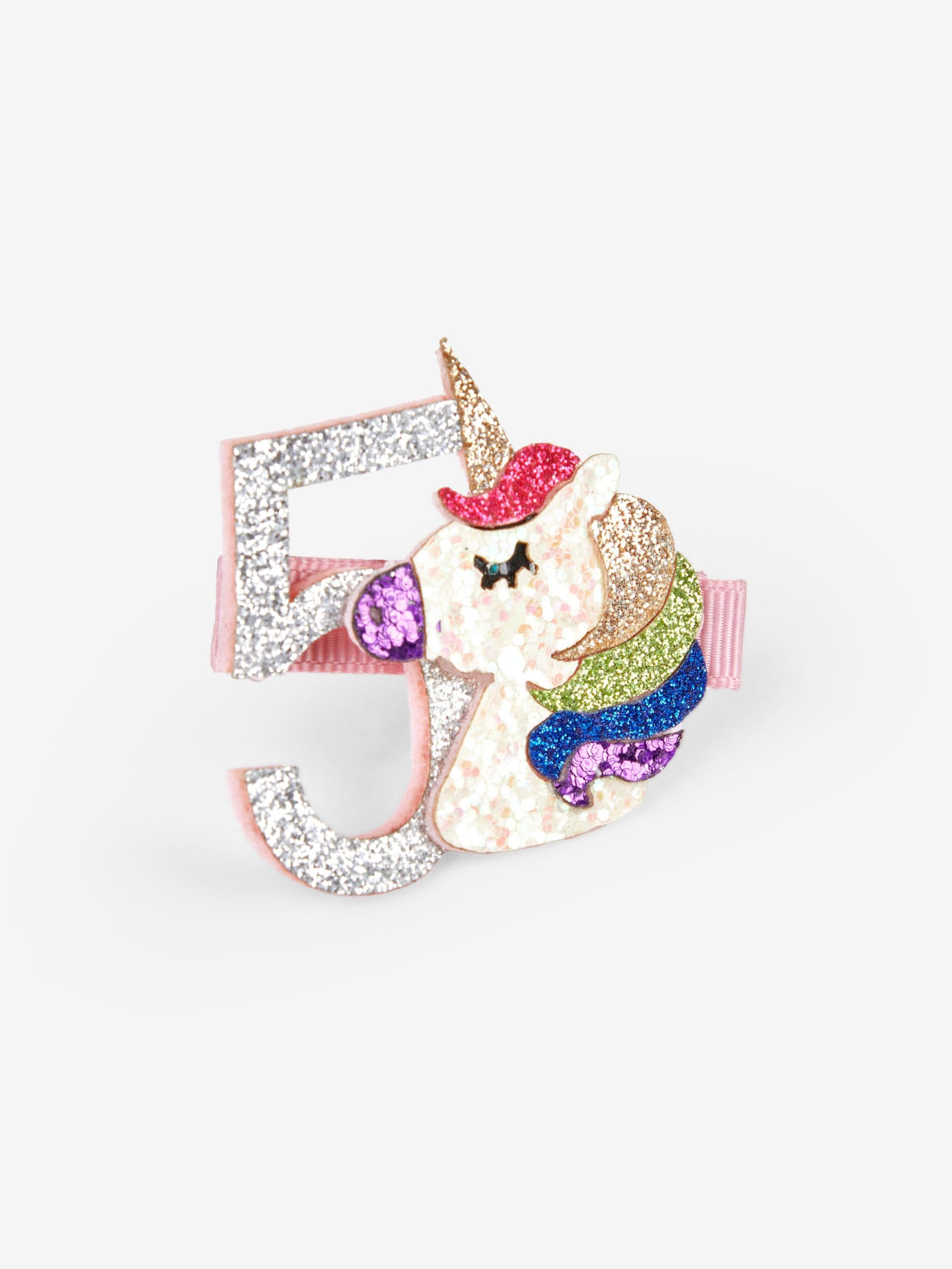 Pastel Pink 5th Birthday Glitter Clip ONE