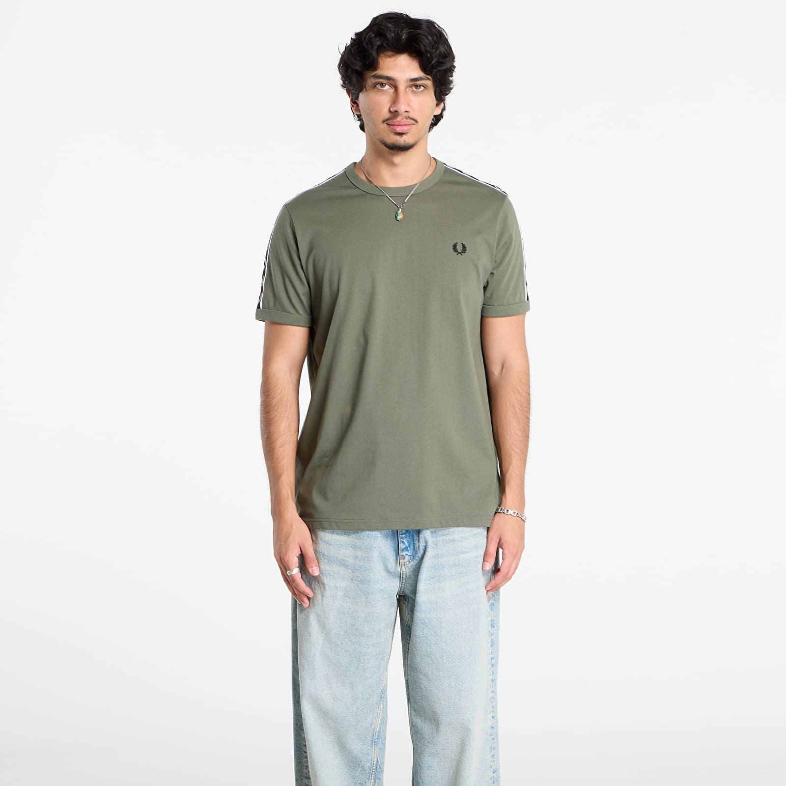 Koszulka FRED PERRY Contrast Tape Ringer T-Shirt Lrlwrthgreen- Blk S