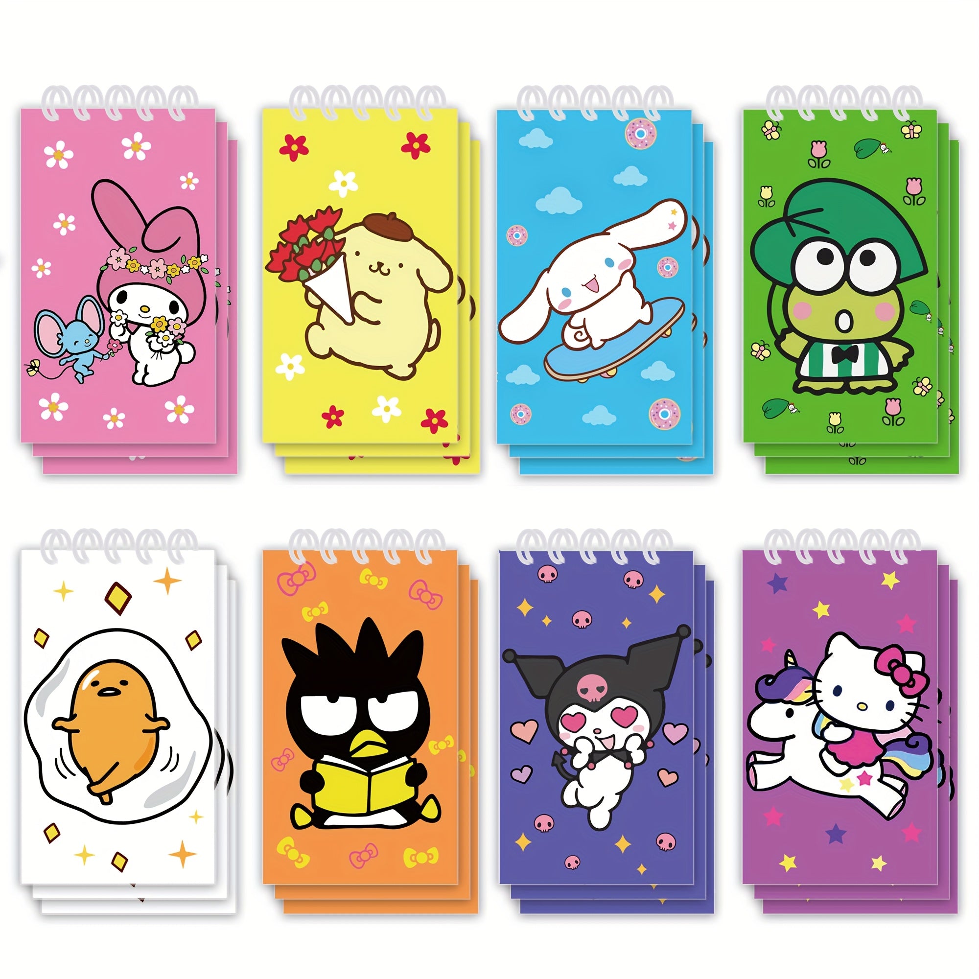 TEMU 24pcs Spiral Note Mini Notebook Notepads Theme Birthday Party Favors Gift Prizes Goodie Bags Stuffers-8 Style