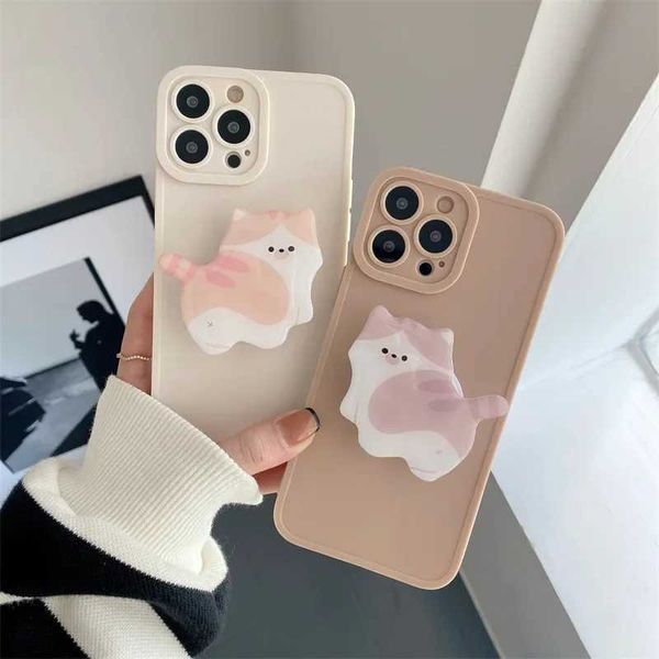 Cell Phone Mounts Holders Korea Cute Cartoon Kitten Grip Acrylic Mobile Phone Holder Socket Stand Ring Cell Phone Support Bracket Smartphone