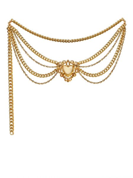 Golden Waist Chains Women Top Metal Heart Shape Dress Accessories Belt 250117
