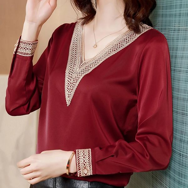 Blouses Female Long Sleeve Blouse Women Blusas Mujer De Moda 2023 Elegantes V-neck Chiffon Blouse Shirt Tops Women Blouses