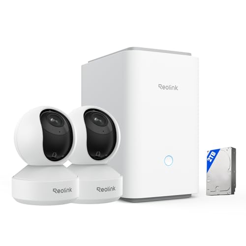 REOLINK 2K Indoor Camera with Home Hub Pro Bundle, E1 Plug-in 2.4G WiFi Security Camera Wireless for Baby-Pet Monitor with Phone app, 360 Degree Pet C
