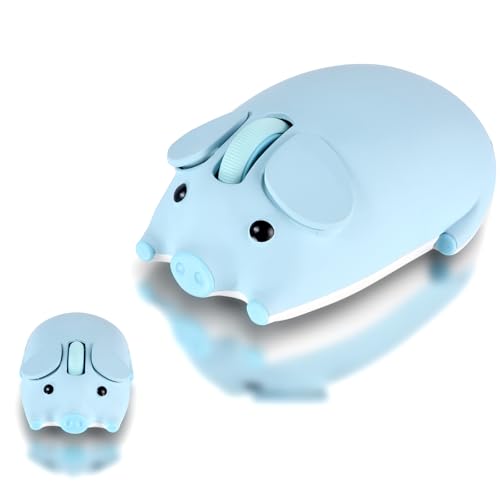 elec Space Cute Pig Design Wireless Mouse Dual Mode Bluetooth & USB Mouse, Silent Operation, Ergonomic, Perfect for Laptops & PCs, Ideal Gift for Anim