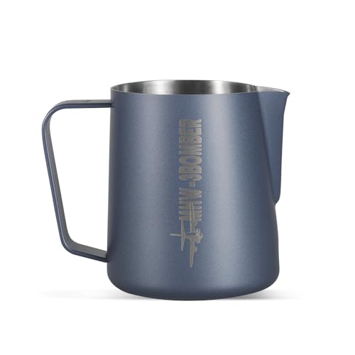 MHW-3BOMBER Milk Frothing Pitcher, 16oz-450ml Frother Cup for Barista, SUS304 Stainless Steel Espresso Steaming Pitcher for Coffee-Latte Art, P3026BL-