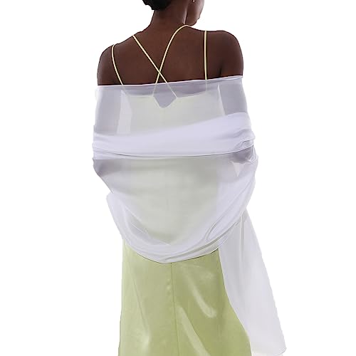 Womens Scarf Pashmina Shawls and Wraps for Evening Dresses Like Chiffon Silk Scarf for Bridal Wedding White