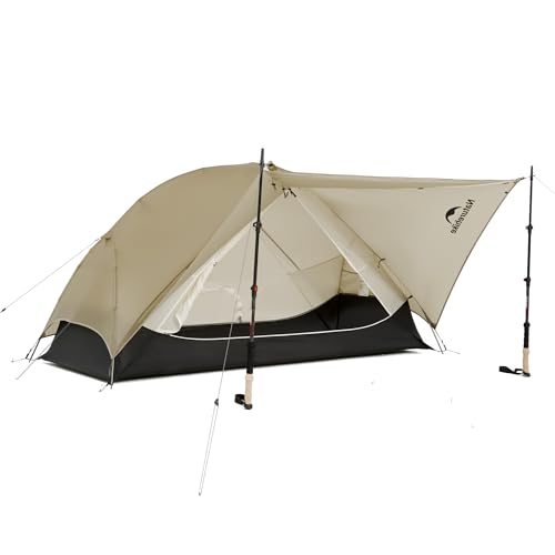 Naturehike Mongar UL 1-2 Person Backpacking Tent,15D Nylon Waterproof Ultralight One Person Two Person Tent with Footprint Moon Sand 1 Person