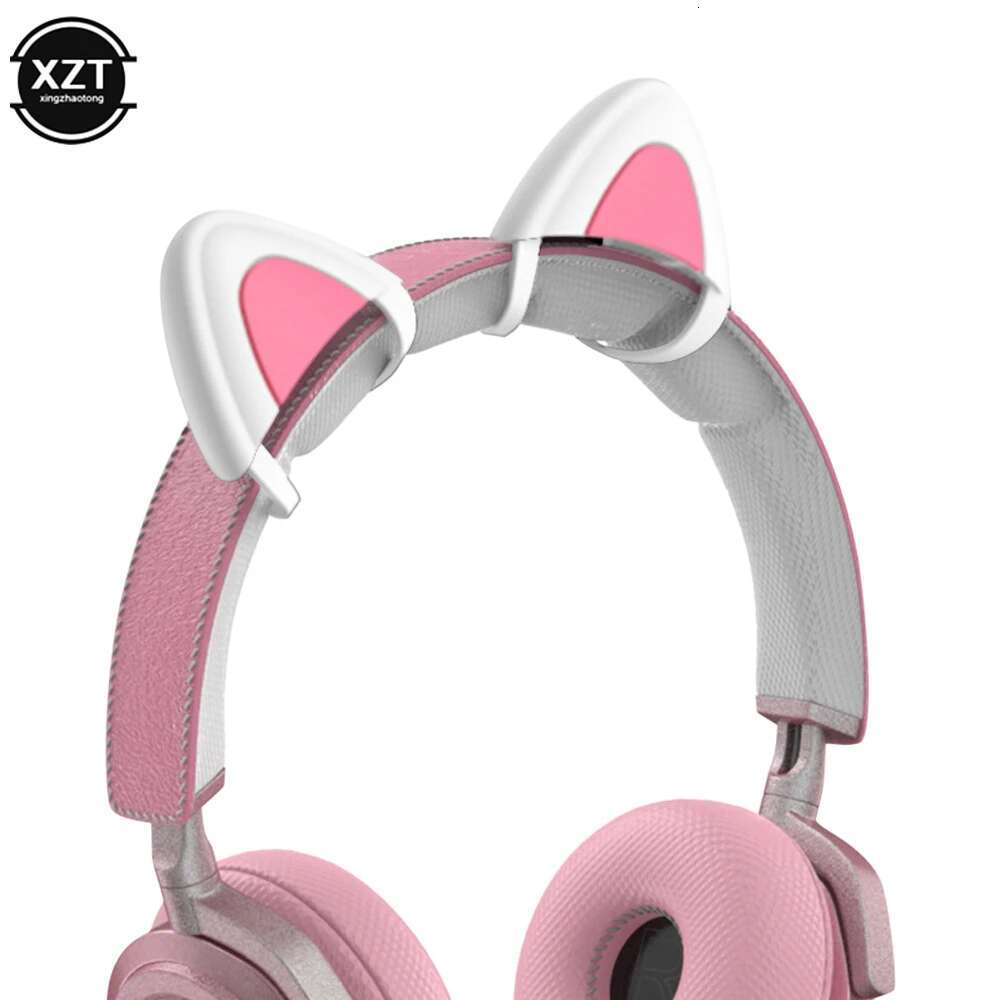 Pink Silicone cat for headphones black wireless wired headset gamer cute ears lovely kids girls helmet gaming accessories