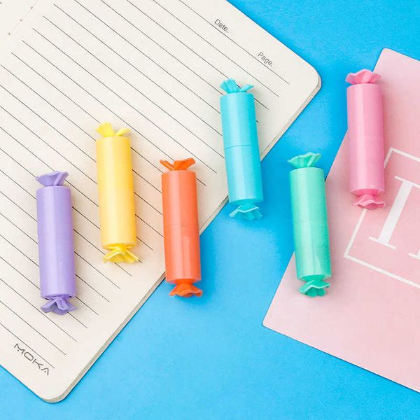 Highlighters 1 Piece Cute Mini Highlighter Lovely Candy Paint Marker Pen School Office Supplies Kawaii Funny Stationery J230302