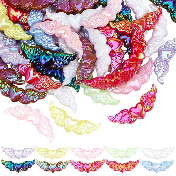 50pcs perles acryliques opaques de placage uv