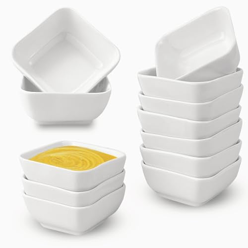 Guyuyii 12 pk Ceramic Sauce Bowls Set - 3.38 oz Ideal for Serving, Condiments, Dipping - Perfect for Parties, Dinners, Family Gatherings - Suitable fo