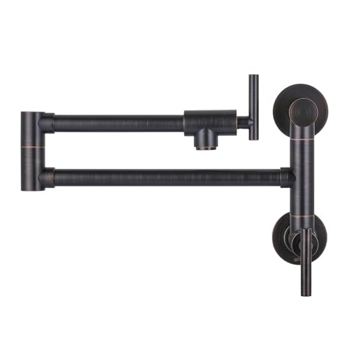Pot Filler Oil Rubbed Bronze: WOWOW Solid Brass Pot Filler Faucet Two Attachment Single Hole Wall Mounted Stove Faucet with Double Joint Swing Arms