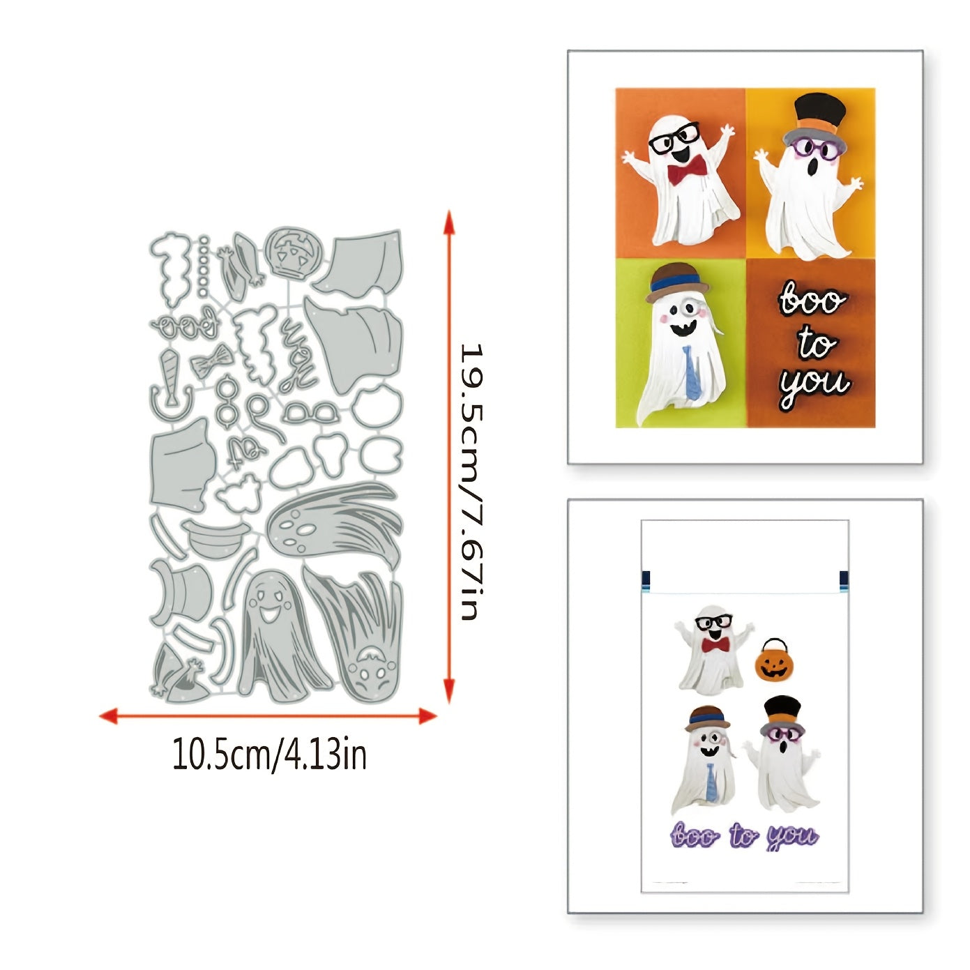 TEMU 1pc Boo Crew Halloween Metal Cutting Dies - Cute, With Top Hat & For Scrapbooking, Card Making, Party Decorations - Compatible With Die-cutting