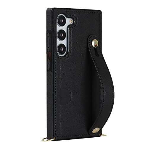 for Samsung Galaxy S23 Ultra with Wrist Strap and Lanyard, Card Holder Phone case with Multi-Functional Stand and Scratch-Resistant, Anti-Drop Protect