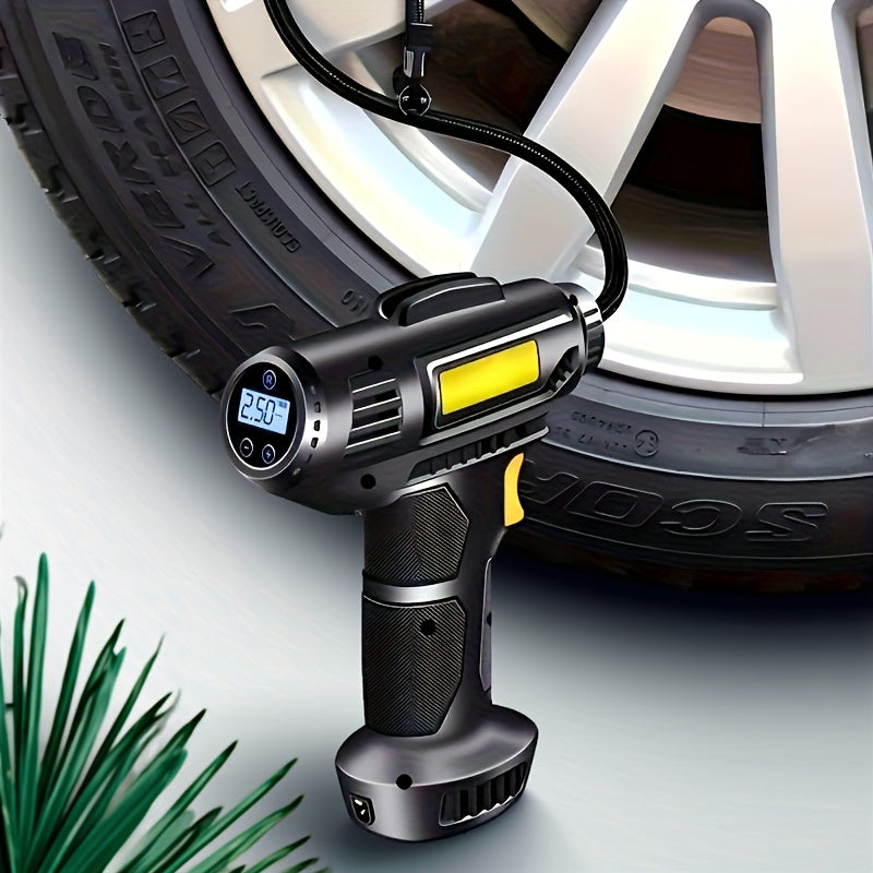 TEMU 120w Portable Car Air Compressor: Inflate Your Tires With Ease - Wireless-wired Handheld Pump With Led Light