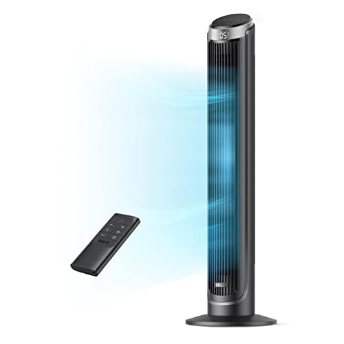 Dreo Tower Fan for Bedroom, 90° Oscillating Fans that Blow Cold Air, 5 Speeds, 4 Modes with 26ft-s Velocity, 12H & 28dB Quiet Timer, Remote, Touch, 4