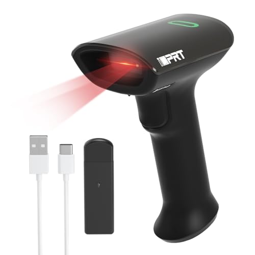 iDPRT Bluetooth 1D 2D QR Barcode Scanner, Wireless Barcode Scanner, Handheld UPC EAN Label Screen Reader with Dongle, Android Windows, USB Wired, Rech