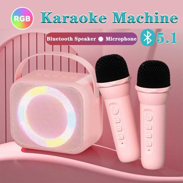 Mini Speakers New Bee Mini Kids Karaoke Singing Machine With Bluetooth Speaker Wireless 1 2 Microphone HIFI Sound RGB Home KTV Party L2483