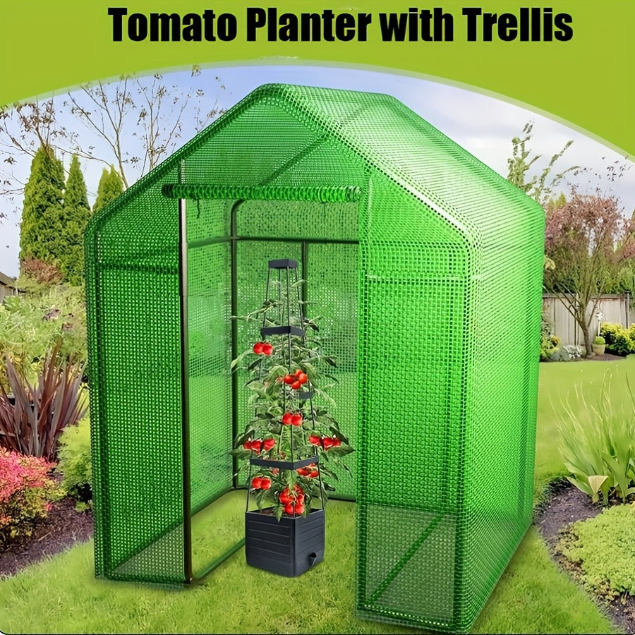 TEMU Raised Garden Bed Planter Box With Trellis, Trellis For Climbing Plants, Raised Garden Bed Planter Boxes With Trellis, Tomato Cage Planters For