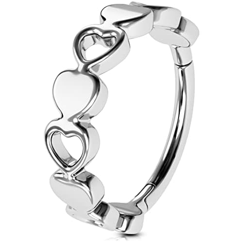 OUFER 16G Helix Earring Hoops, 316L Stainless Steel Helix Piercing Jewelry, Heart-Shaped Design Cartilage Earrings, Conch Daith Lobe Piercing Jewelry