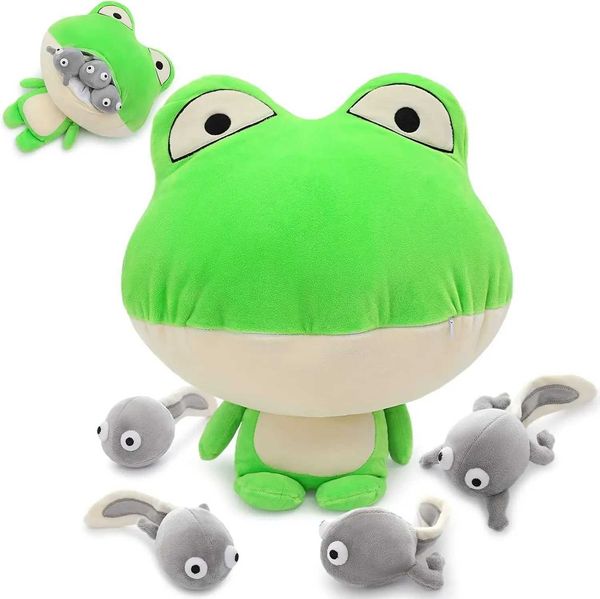 nt Frog Stuffed - 18 Large Mmy Frog Plush Toy with 4 Baby Tadpoles Inside Zip Stuffed FrogT250118