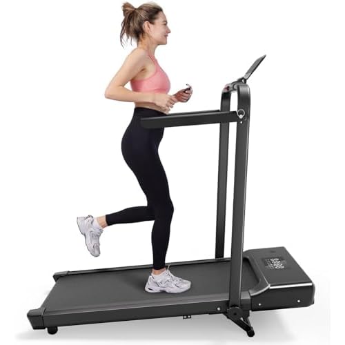 DeerRun Walking Pad Treadmill with Incline and Handle Bar, 3 in 1 Foldable Treadmills for Home Small Office, 300lbs Portable Compact Under Desk Treadm