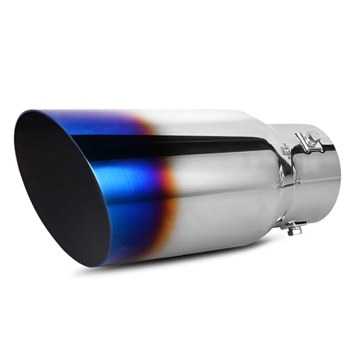 YITAMOTOR 1.5"-2.5" Inlet Exhaust Tip, 4 Inch Outlet & 9" Inch Overall Length Tailpipe Tip, 1.5"-1.75"-2.0"-2.25"-2.5 Inch Stainless Steel Rolled End