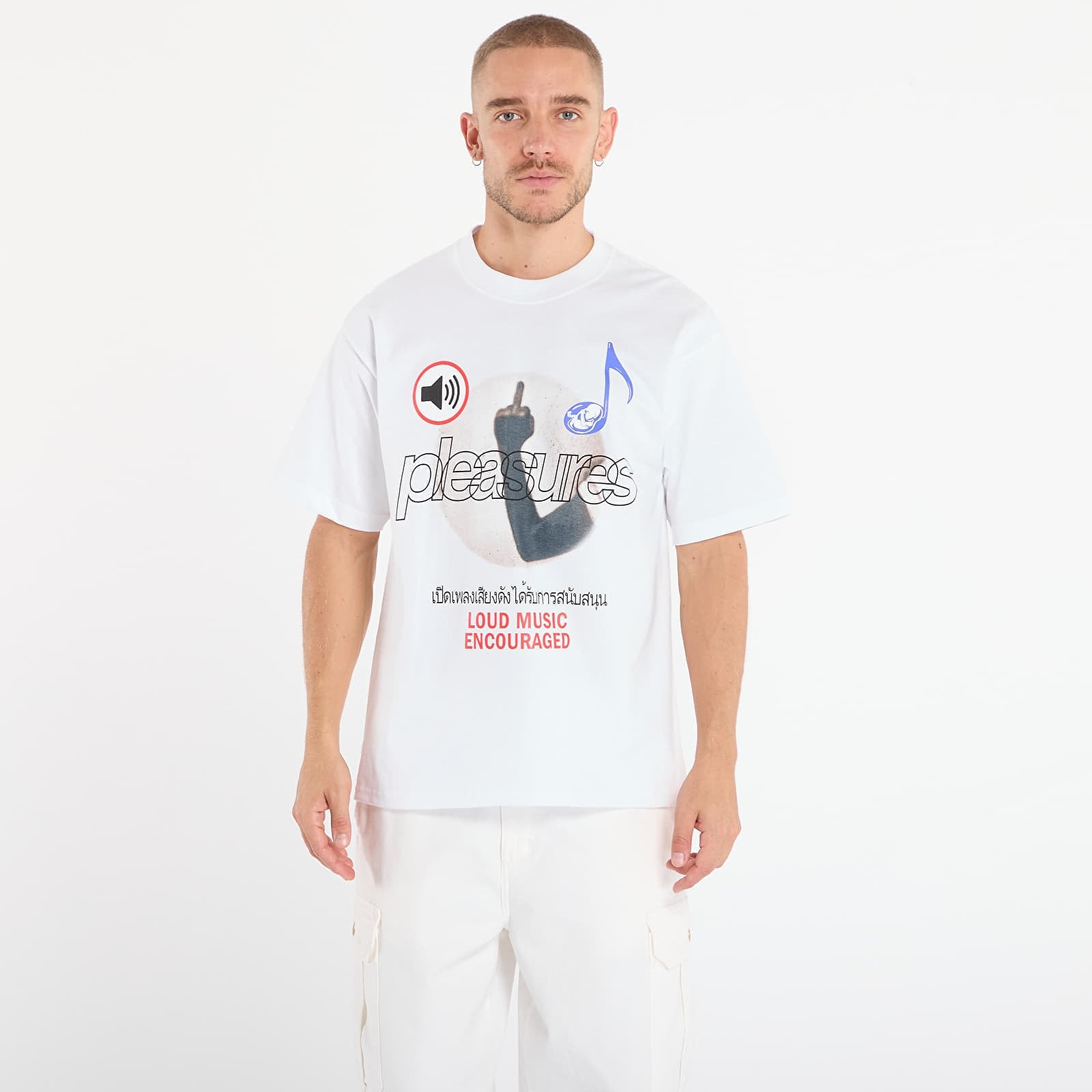 Koszulka PLEASURES Loud Music T-Shirt White XL