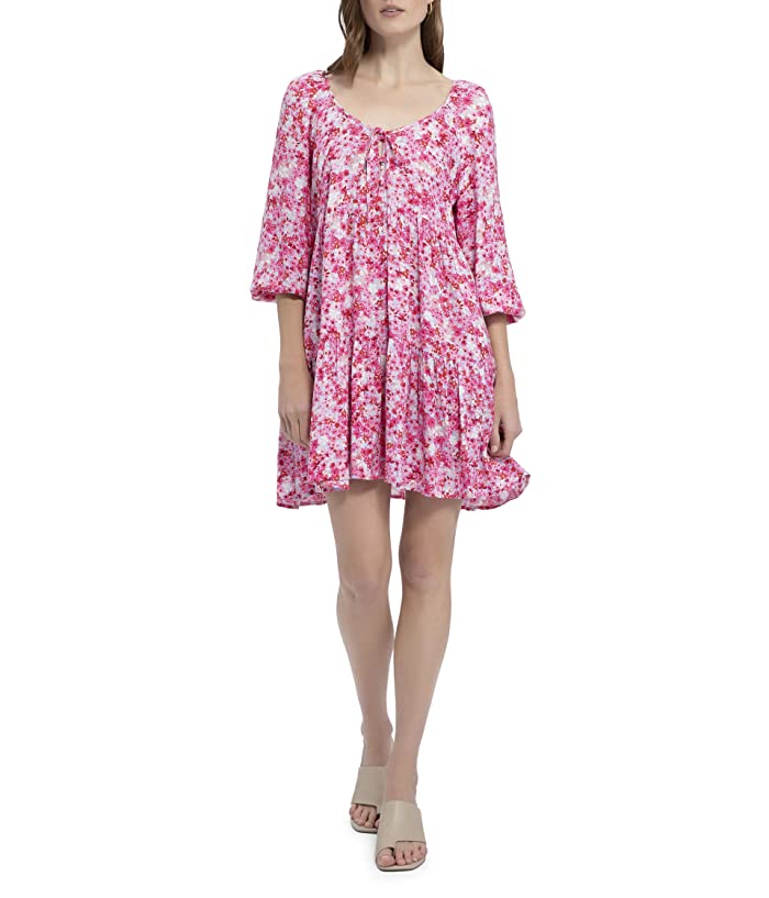 New Crush Babydoll Dress In Pink Multi