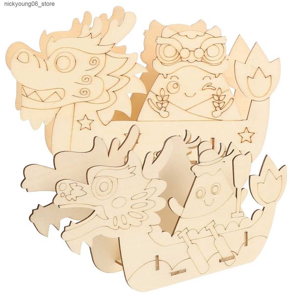 3D Puzzles 2 Sets 3D Ship Puzzle Toy Wooden Puzzles Fishing Boat Kids Educational Toddler Child L240910