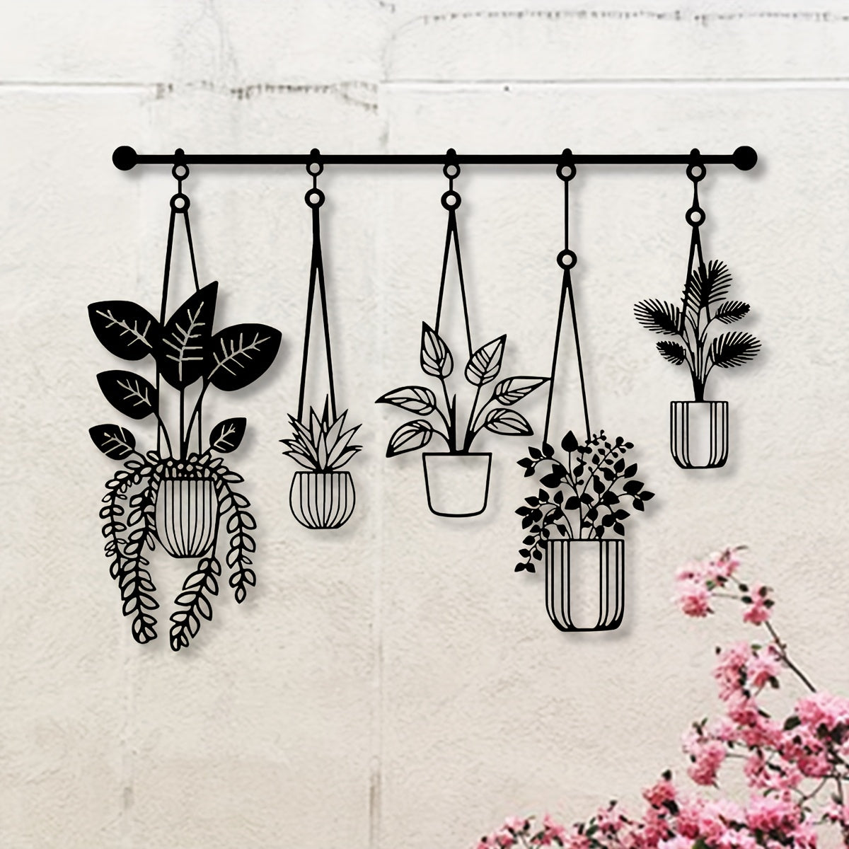 TEMU Metal Flowers Wall Arts - Rustic Farmhouse Decor Black Minimalist Flower Wall Decors For Living Room Bathroom Bedroom Dining Room - Housewarming