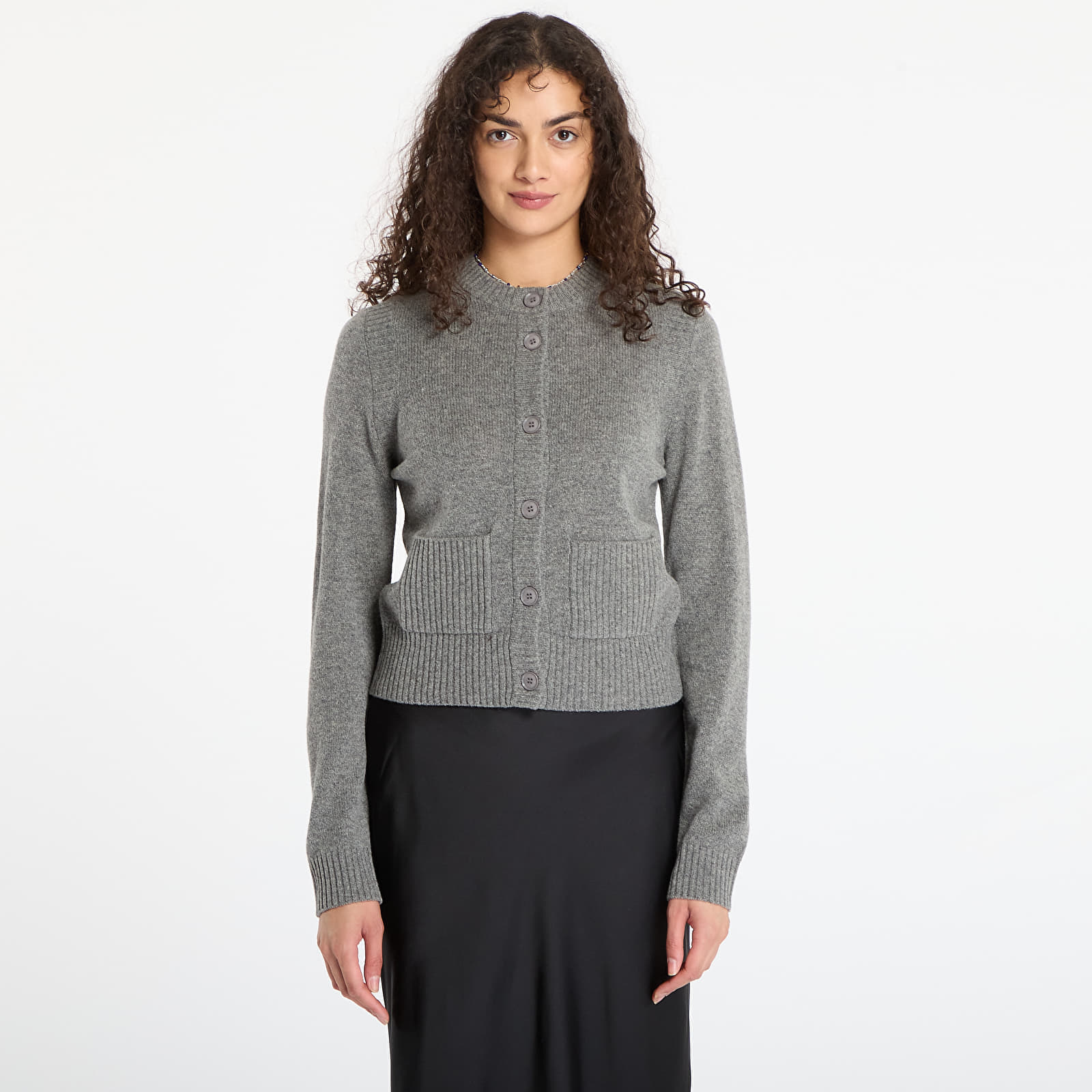 Sweter Samsøe Samsøe Saelif Short Cardigan Dark Grey Melange L