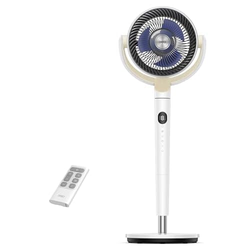 Dreo Standing Fan For Bedroom, 120°+120°Omni-directional Oscillating Fan, 85 ft Circulator With Remote, DC Motor Quiet Pedestal Room Fans, 8 Speeds,