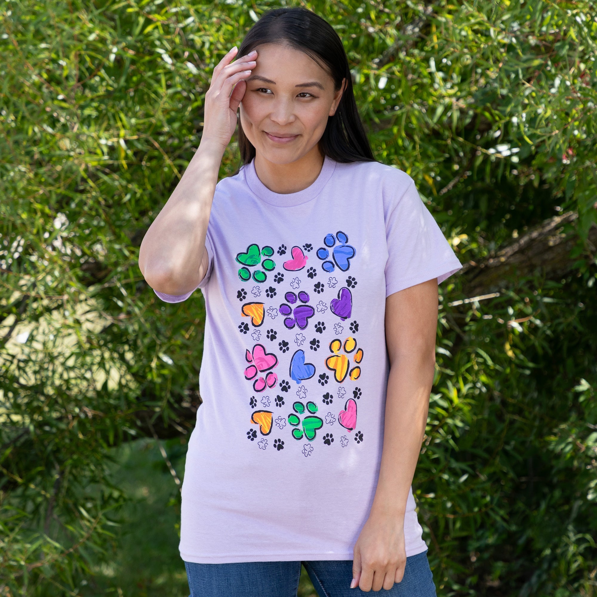 Paws & Hearts Splatter T-Shirt - Lavender - XXL