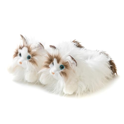 Onmygogo Indoor Fuzzy Winter Animal Cat Plush Slippers for Women Men Kids,Faux Fur,Warm House Slipper 7-9 Ragdoll