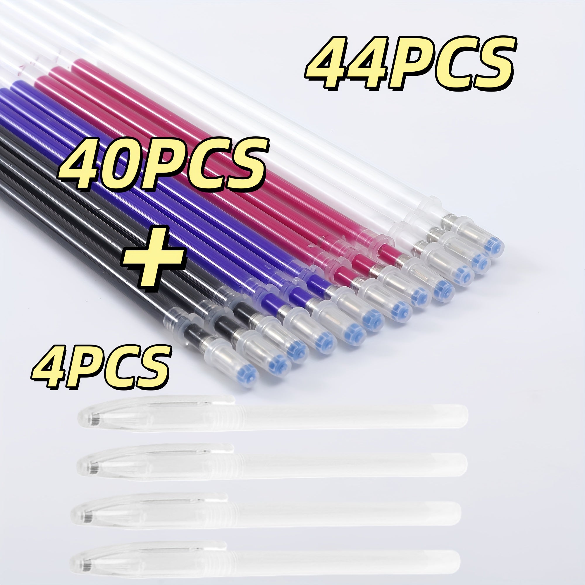 TEMU 44pcs-set 4 Pen Cases + 40 Refills Sewing Heat Erasable Pen Refills 4 Color Markers Replaceable Fabric For Quilting Sewing, Tailoring, Fabric,