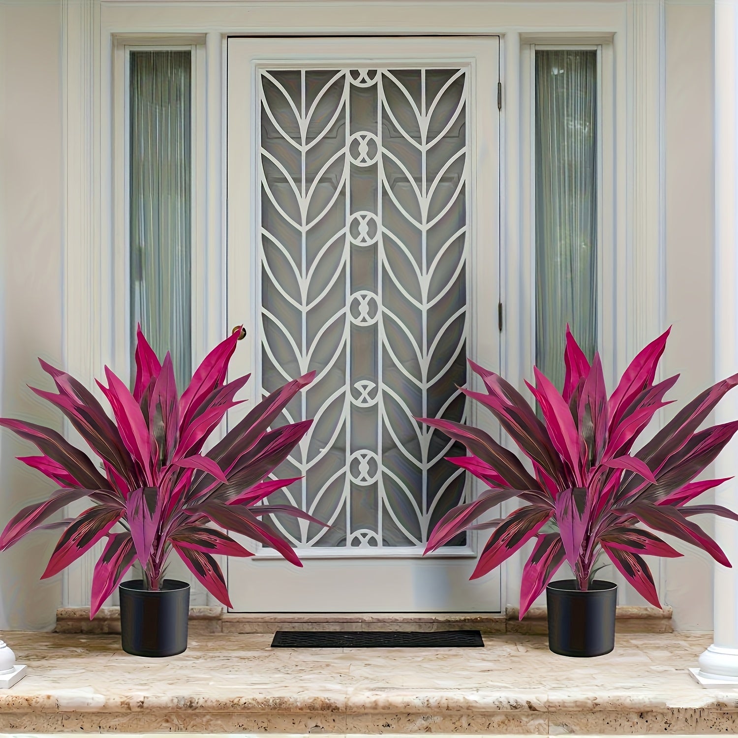 TEMU 1-2pcs Large Lily Blood Tree Plant, Artificial Simulation Greenery, Suitable For Wedding, Hotel, Garden, Courtyard, , Perfectly Suitable For