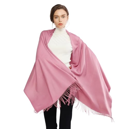 RIIQIICHY Women's Scarf Pashmina Shawls and Wraps for Evening Dress Bridesmaid Wedding Bridal Winter Warm Long Large Scarves Pink
