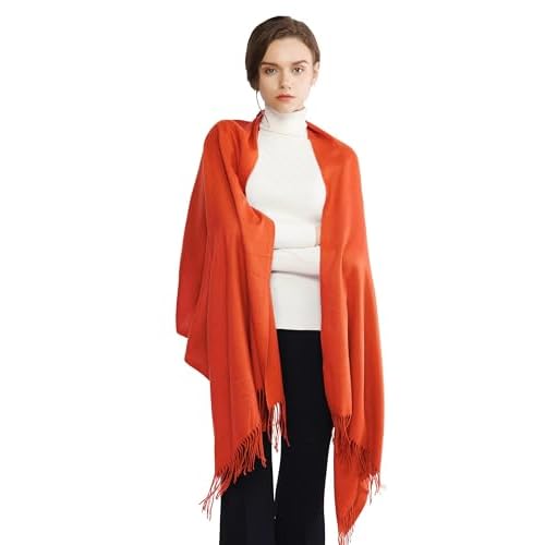 RIIQIICHY Women's Scarf Pashmina Shawls and Wraps for Evening Dress Bridesmaid Wedding Bridal Winter Warm Long Large Scarves Burnt Orange