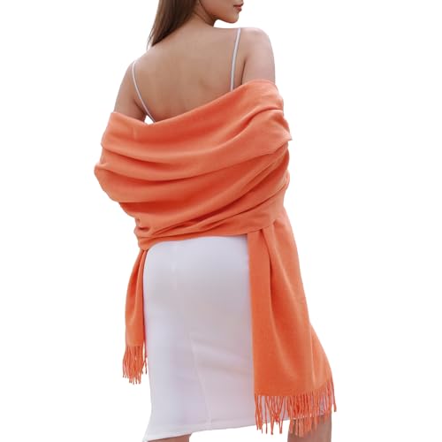 SWAT PANY Winter Scarfs for Women Pashmina Shawls and Wraps for Evening Dresses Warm Shawl Wraps for Women Weddings Orange