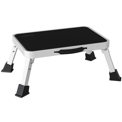 BONTEC Foldable Step Stool, Step Stool with Non-Slip Platform, Step Ladder with Thick Rubber Feet, 330lbs Capacity, Ideal for Adults and Children in K