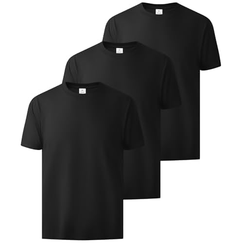ZITY 3 Pack Men's T-Shirts Cotton Crew Neck Oversized Basic Tee Short Sleeve Soft Casual Shirts Summer Tops Black（regular Fit） Medium