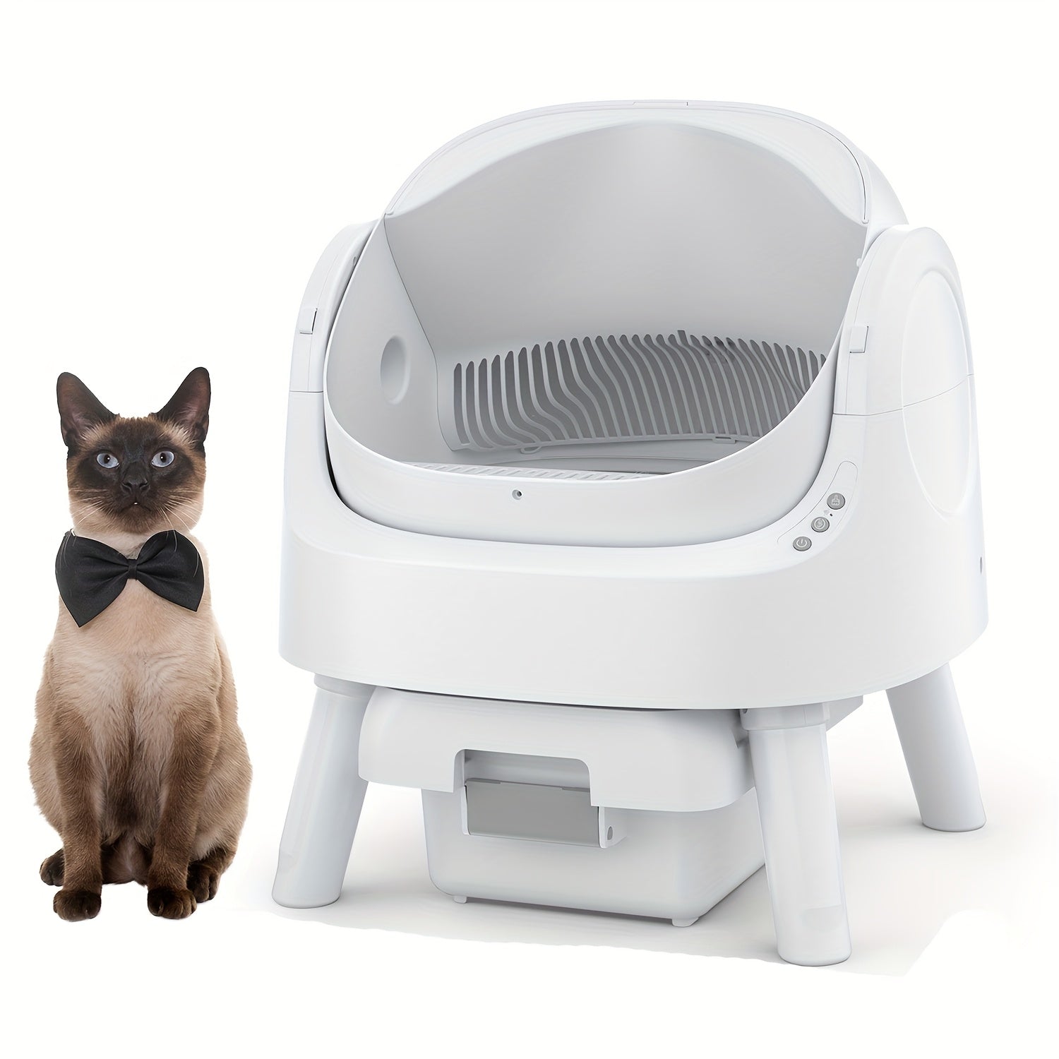 TEMU Self Cleaning Cat Litter Box, Automatic Open Box Safe For Cats - (mat And Trash Included) - White, Without Battery