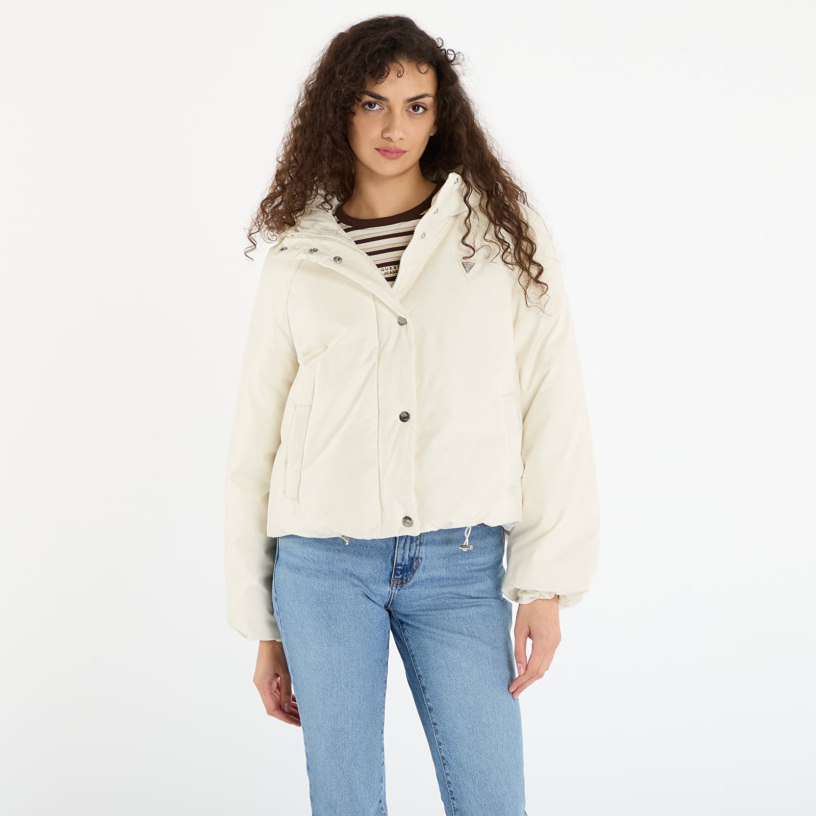 Kurtka GUESS 4G Boxy Puffer Jacket Cream M