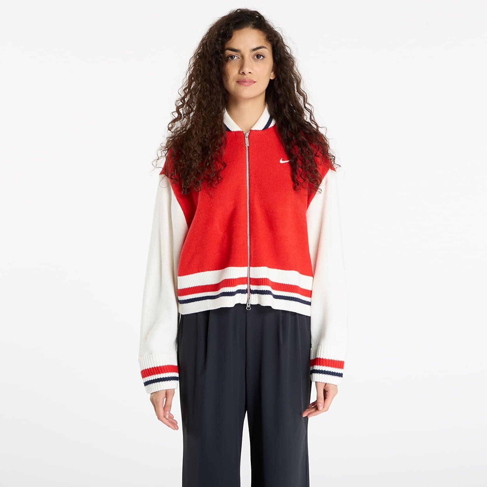 Sweter Nike Sportswear Women's Cardigan University Red- Sail- Midnight Navy- Sail M