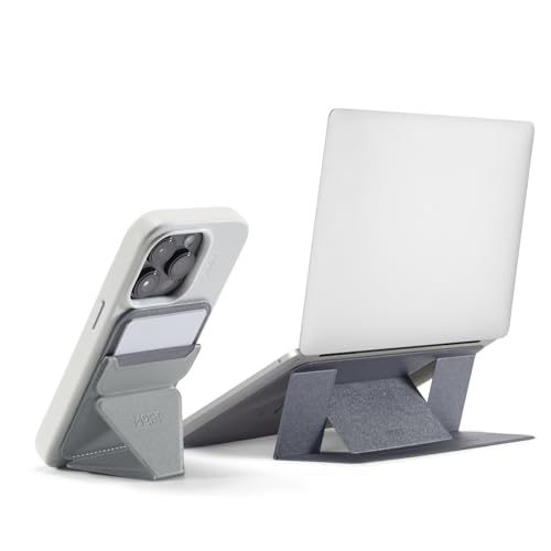 MOFT Invisible Laptop Stand fits 13"+ Tablets & 15"+ Laptops Space Gray & Magnetic Wallet Stand Cement