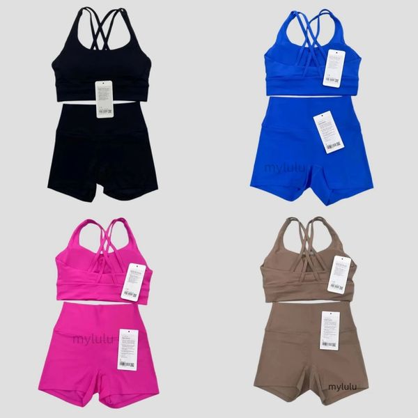 Women Yoga Set workout set Backcross Sport Bra Fitness Tank Top Two Pieces High Waisted Workout Tights Biker Gym Shorts Tracksuits Activewea
