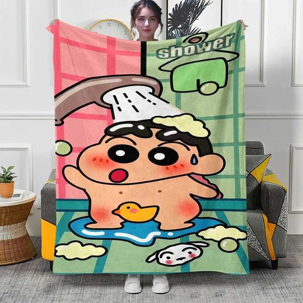 Cute cartoon children Blanket- Lightweight Flannel Throw for Sofa Bed Travel Camping Livingroom Office Couch ChairXJ241210